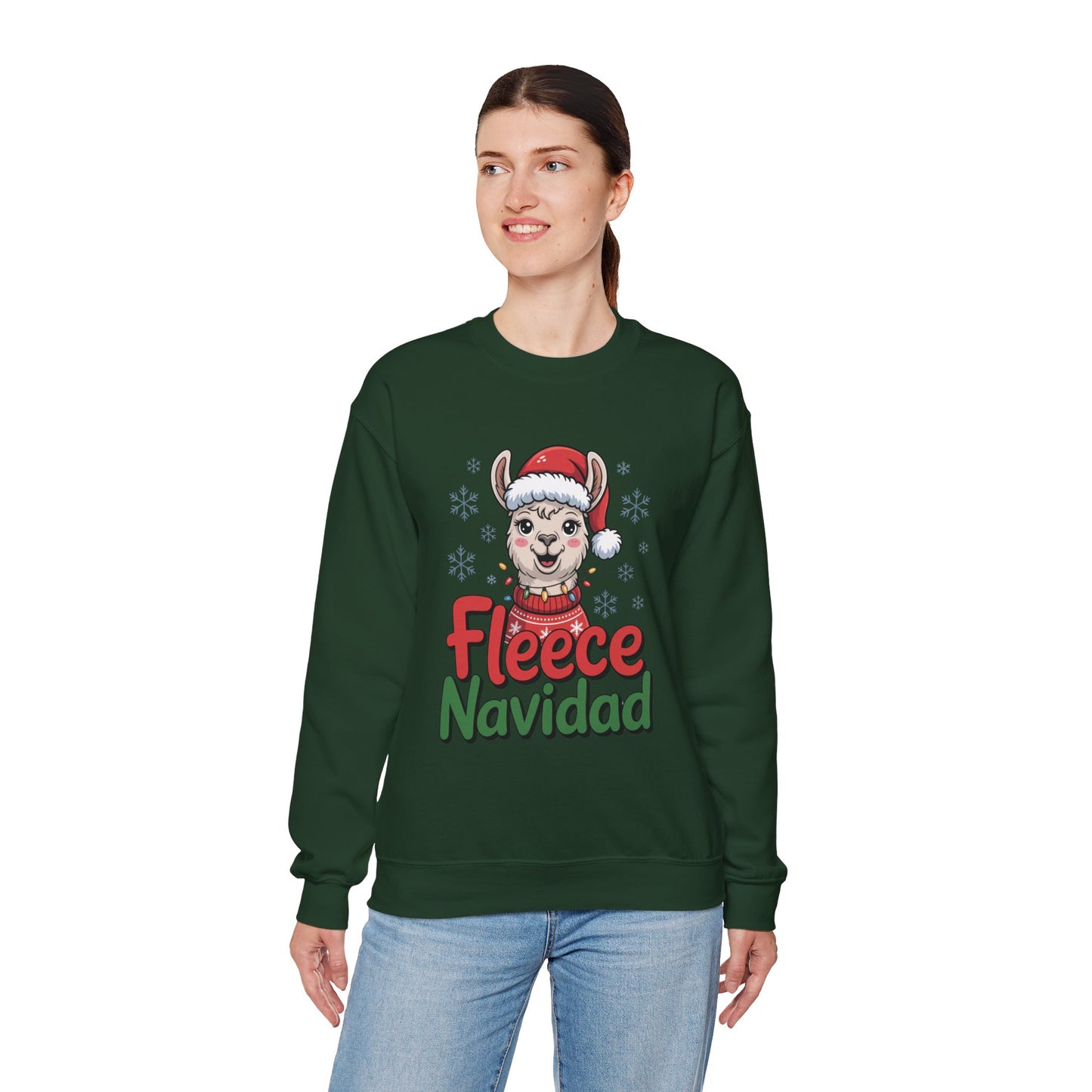 Fleece Navidad Christmas Sweatshirt, Funny Llama Holiday Sweater, Cozy Unisex Crewneck, Cute Christmas Pun Gift For Friends And Family