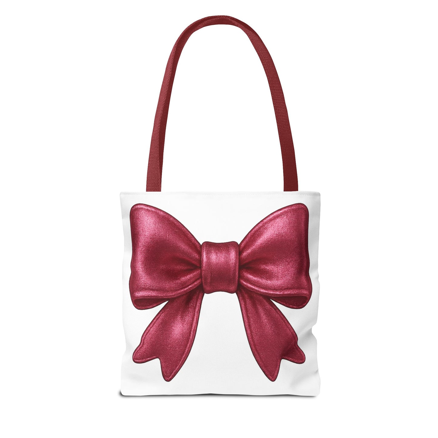 Chic Red Bow Tote Bag – Cute Girly Gift for Her, Fashionable White Bag with Red Handles, Kawaii Aesthetic Purse, Everyday Style