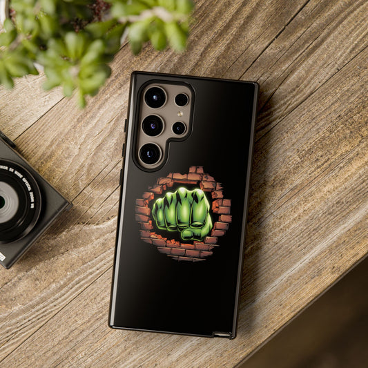 Samsung Phone Case, Green Fist Smashing Wall Design, Comic Book Phone Case, Geeky Case