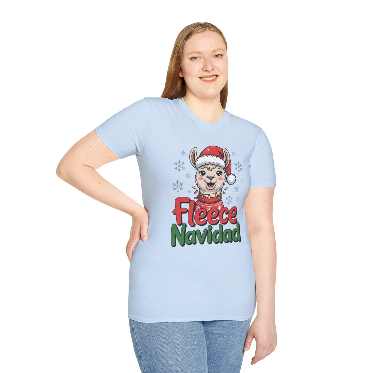 Fleece Navidad Llama Christmas Shirt, Funny Llama Xmas Tee, Cute Holiday Pun Shirt, Fuzzy Llama Santa Sweater Shirt, Christmas Gift Tee