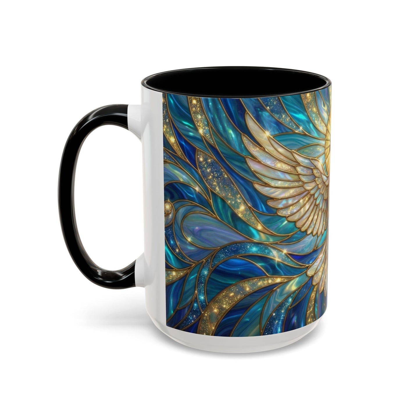 Stained Glass Dove Mug, Peace Dove Coffee Mug, Holy Spirit Dove Cup, Christian Gift Mug, Spiritual Art Mug, Faith Inspired Coffee Cup