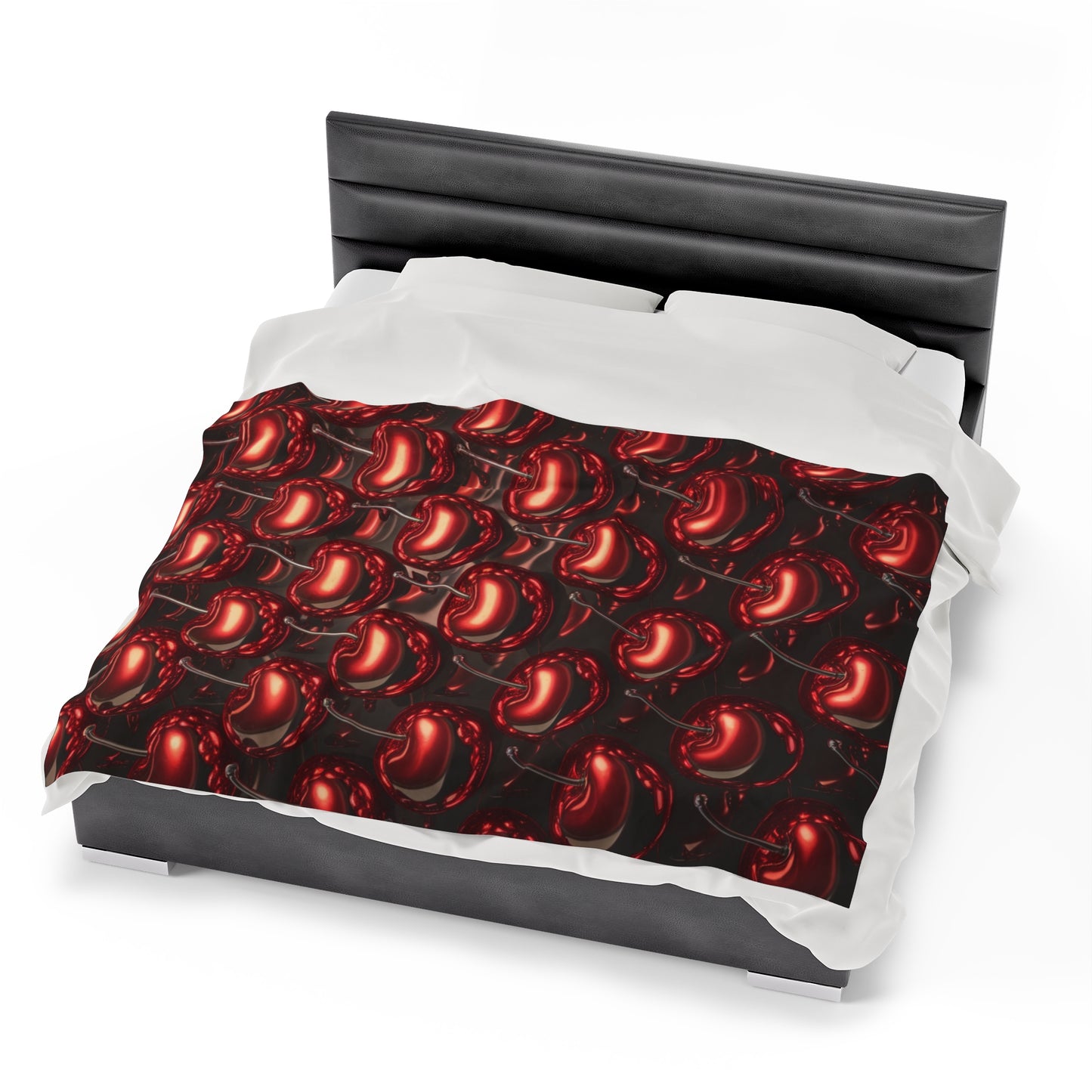 Plush Blanket with Shiny Cherry Design