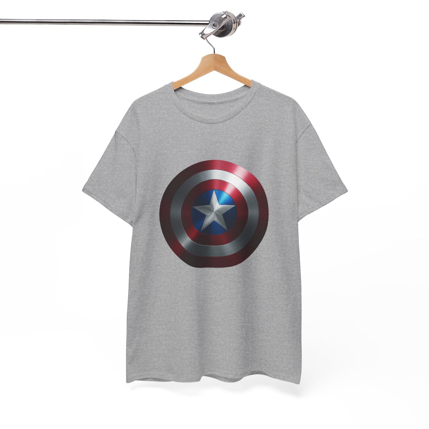 Patriotic Hero Shield Shirt – Star Emblem Graphic Tee – Super Soldier Gift – Comic Inspired Unisex Shirt – Cosplay Convention Top