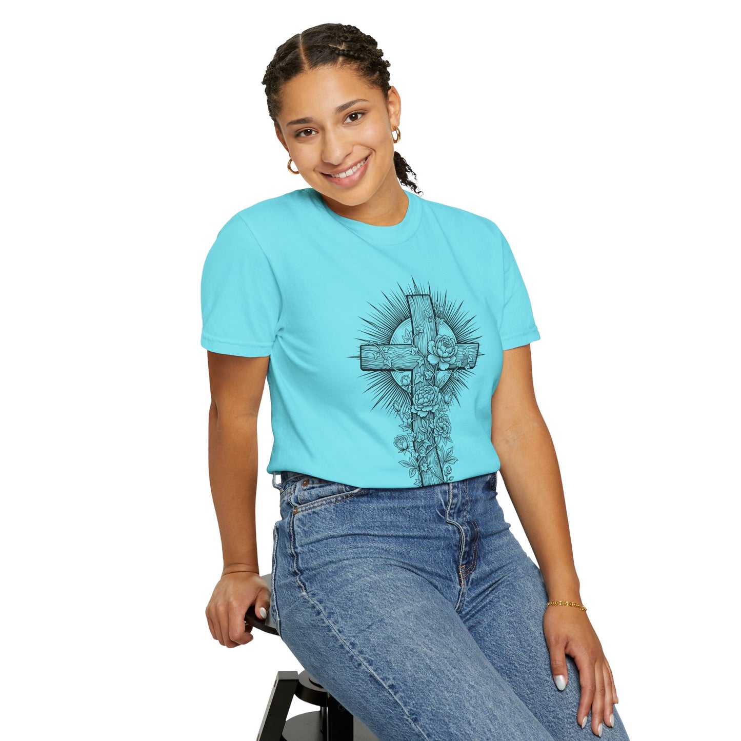 Christian Floral Cross Shirt, Boho Faith T-Shirt, Religious Botanical Tee, Wildflower Jesus Shirt, Easter Apparel, Christian Gifts