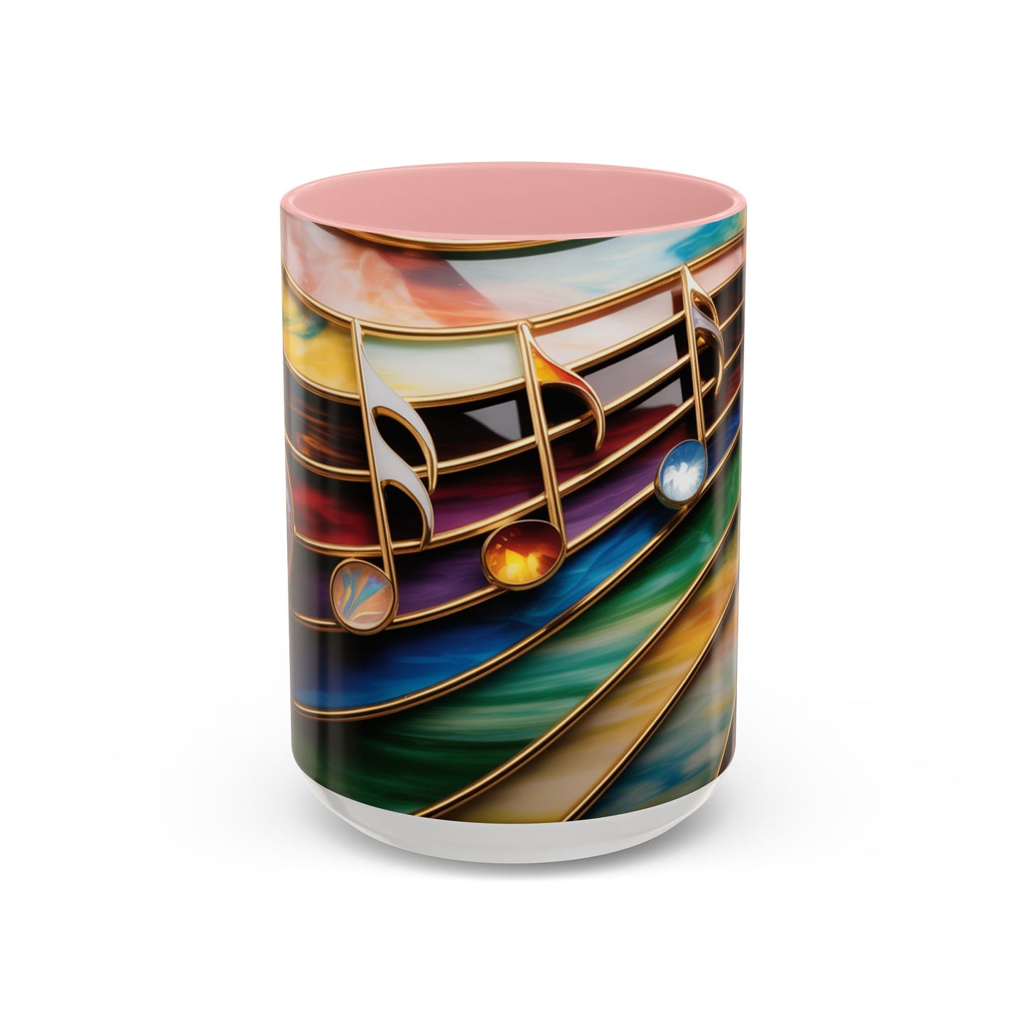 Stained Glass Music Notes Mug - Colorful Music Lover Gift - Music Teacher Mug - Treble Clef Coffee Cup - Musician Gift Idea - 11oz & 15oz Ceramic Mug