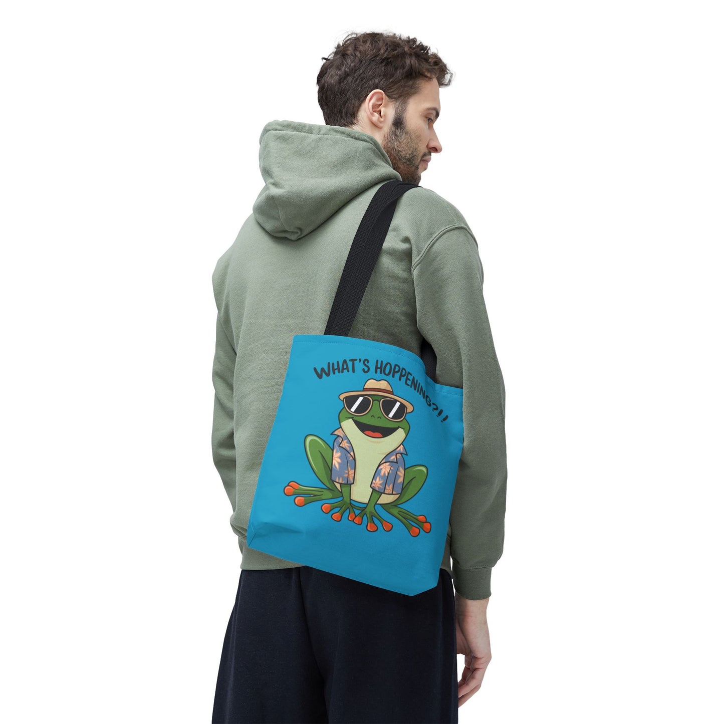 Frog Tote Bag - What's Hoppening Pun Design