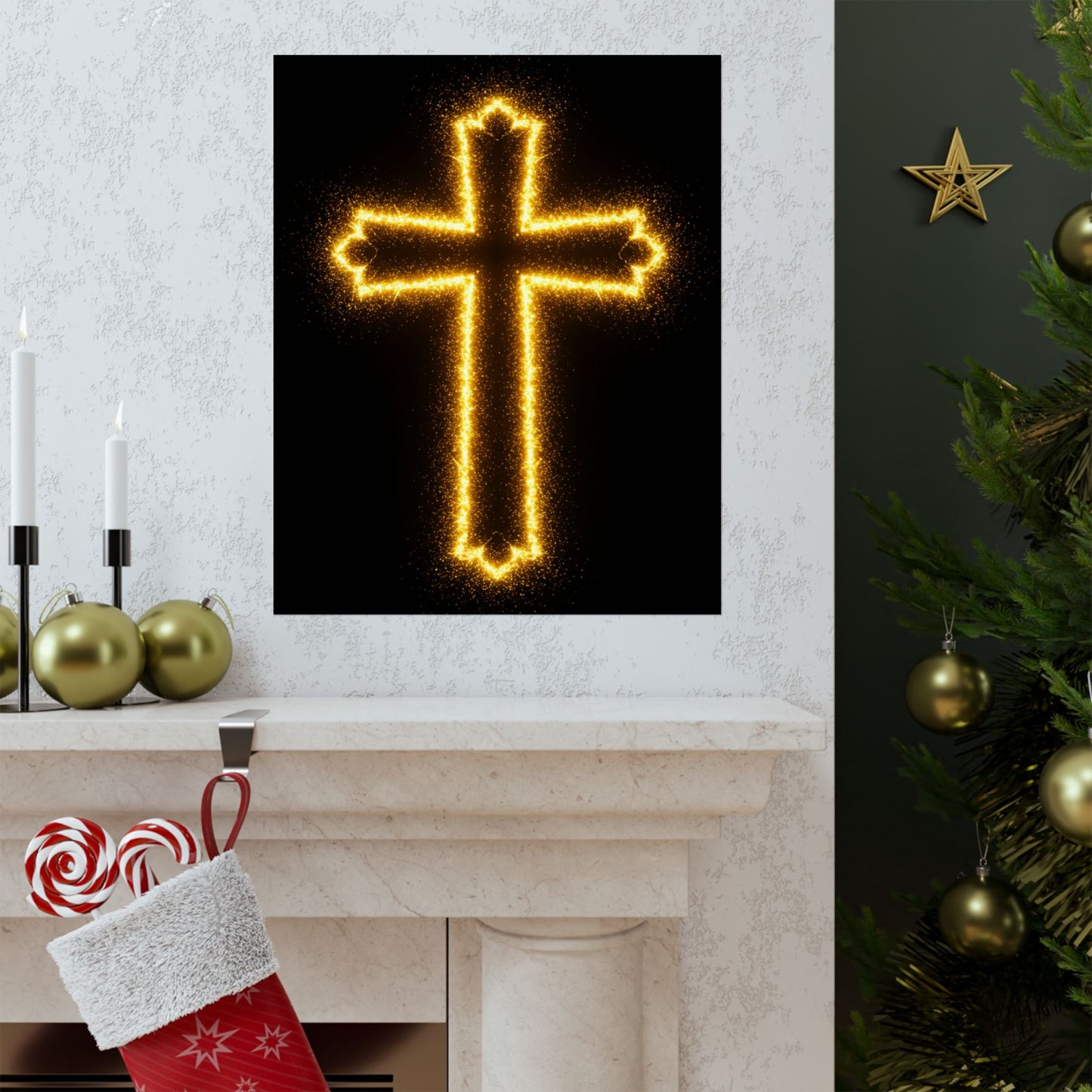 Vertical Poster - Glowing Cross Design
