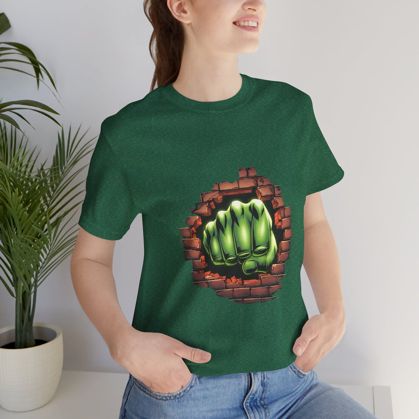 Green Hero Fist Graphic Tee – Superhero Shirt, Comic Pop Art, Gamer Gift, Y2K Dopamine Aesthetic, Funny Nerd Fashion, Unisex T‑shirt