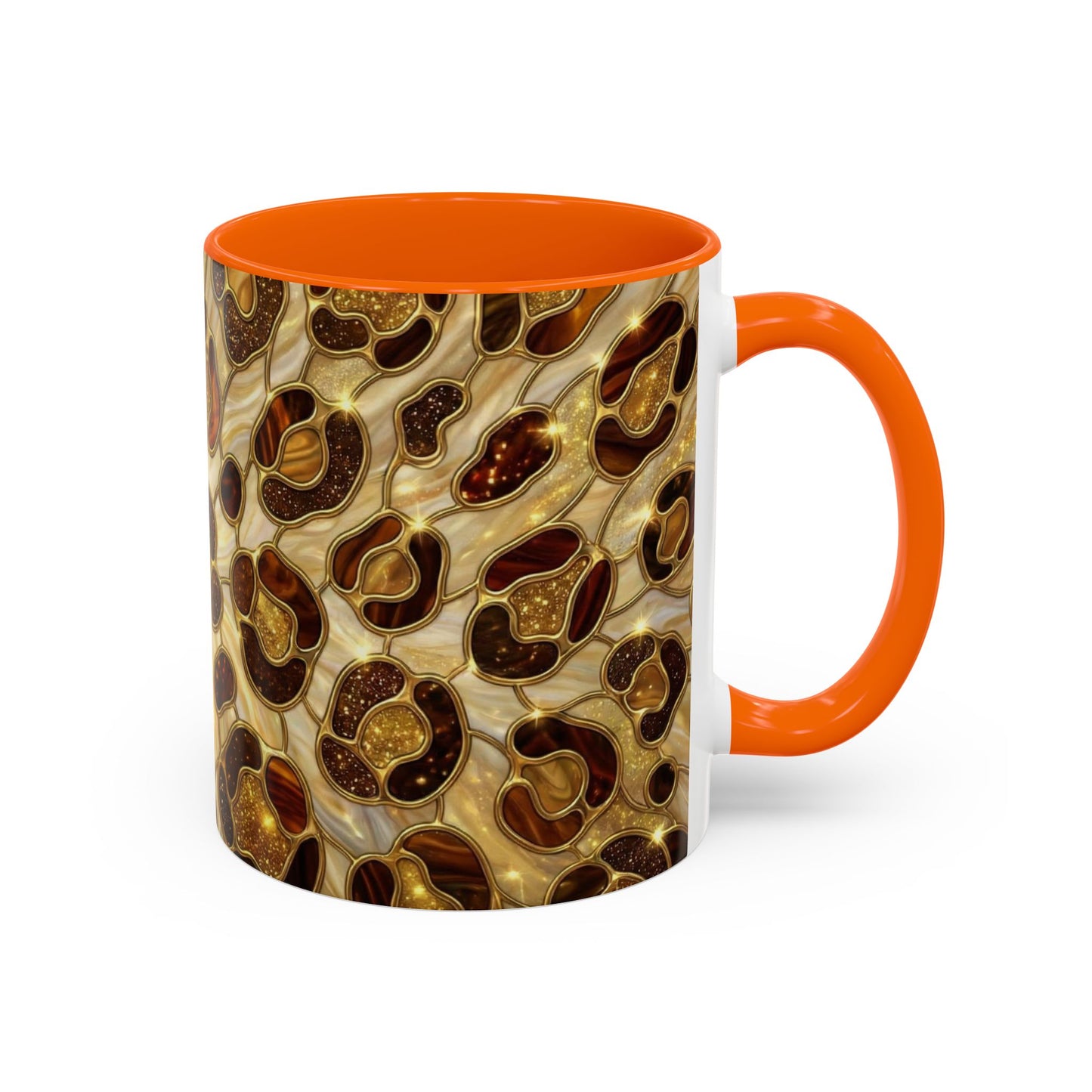 Stained Glass Leopard Print Mug, Gold Cheetah Coffee Cup, Luxury Animal Print Gift, Glam Mosaic Tea Mug, Trendy Desk Decor For Her Gifts