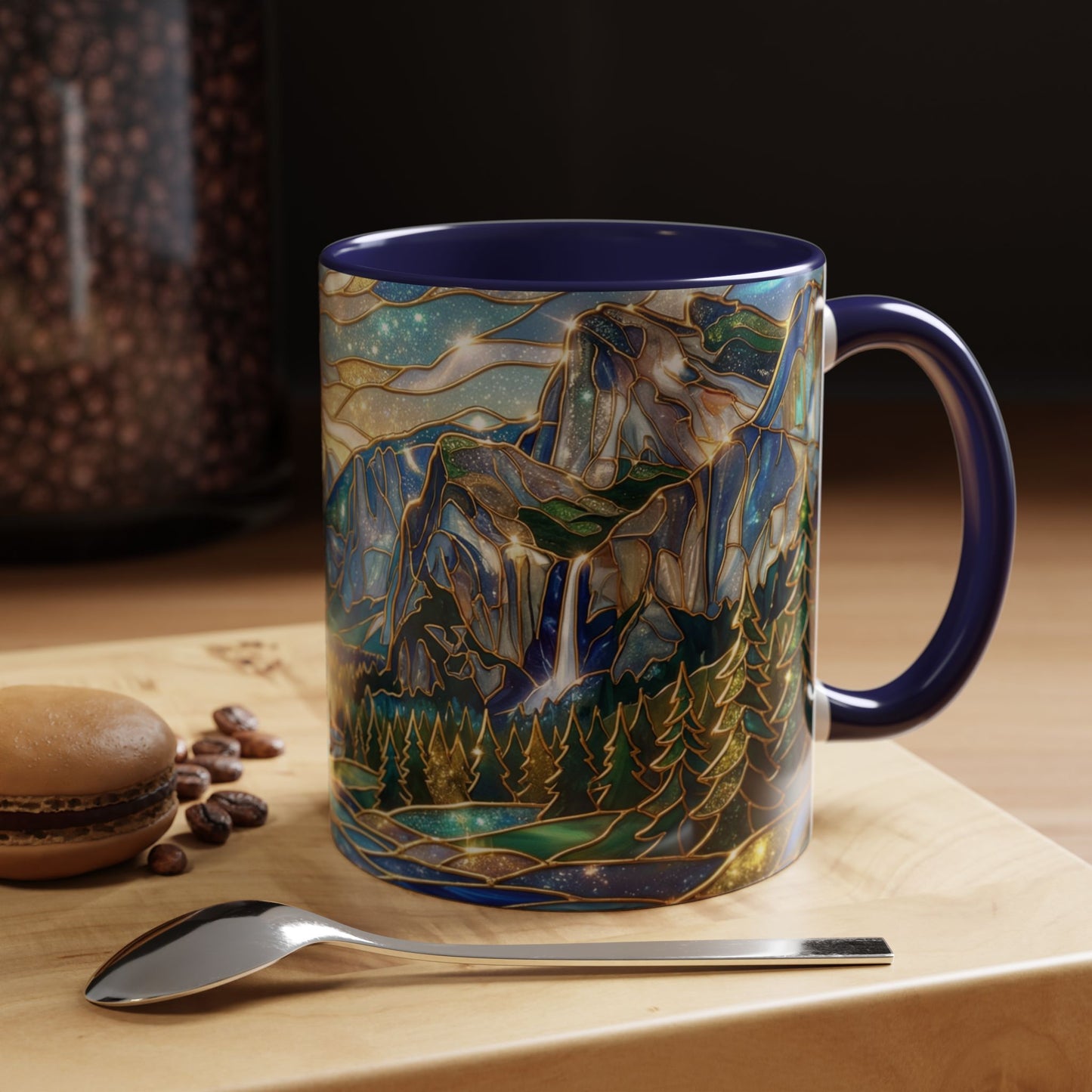 Stained Glass Yosemite Mug, Yosemite Mountain Coffee Cup, Waterfall Landscape Art Mug, Scenic Nature Mug, Yosemite Gift, Outdoor Lover Gift