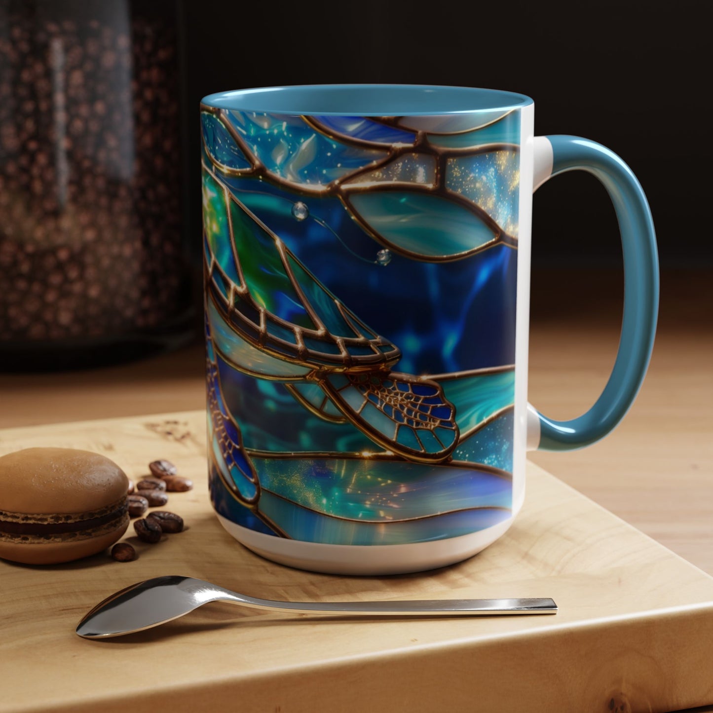 Stained Glass Sea Turtle Mug, Ocean Turtle Coffee Cup, Coastal Beach Mug Gift, Marine Life Art Cup, Sea Lover Gift, Ocean Wildlife Mug
