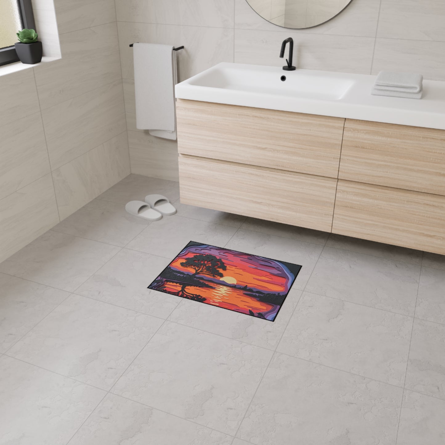 Floor Mat - Paper Art Sunset design