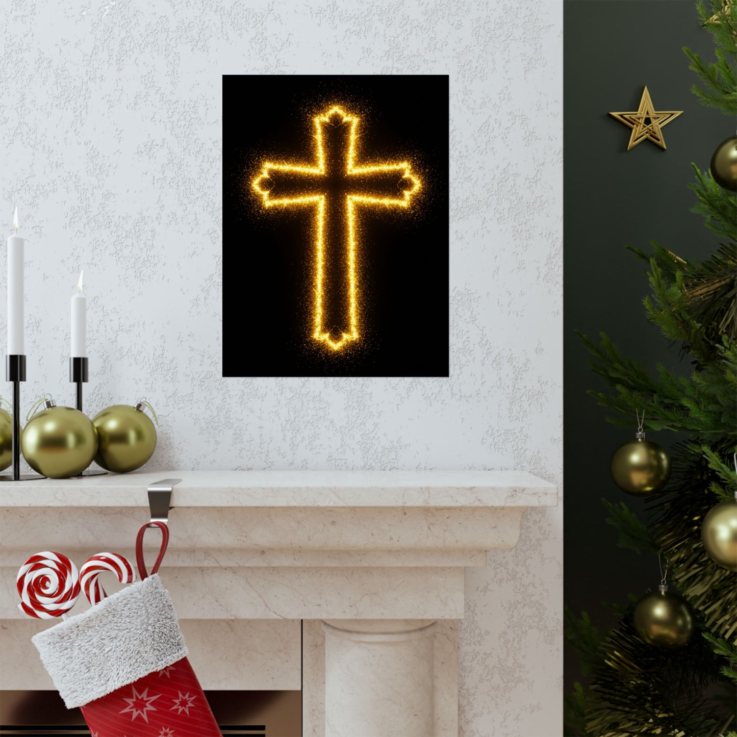 Vertical Poster - Glowing Cross Design