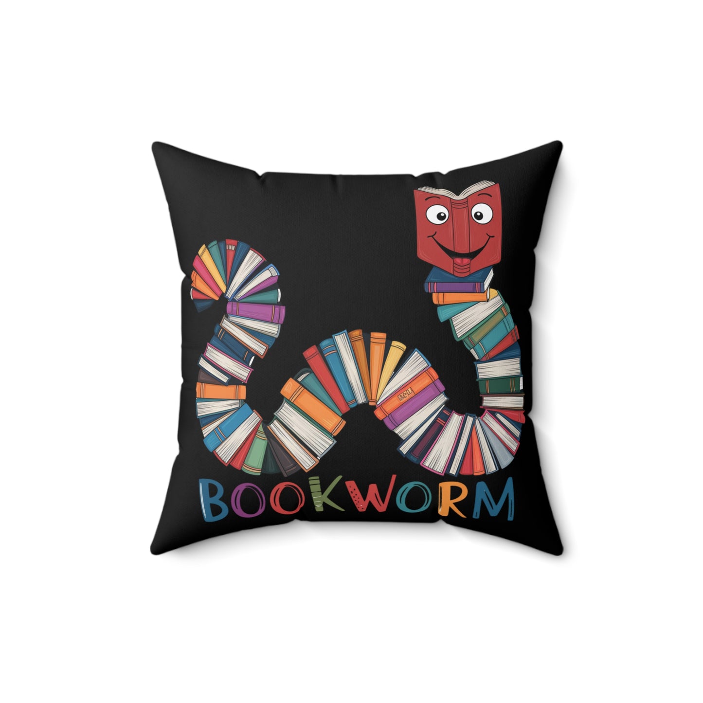 Square Pillow - Bookworm Design