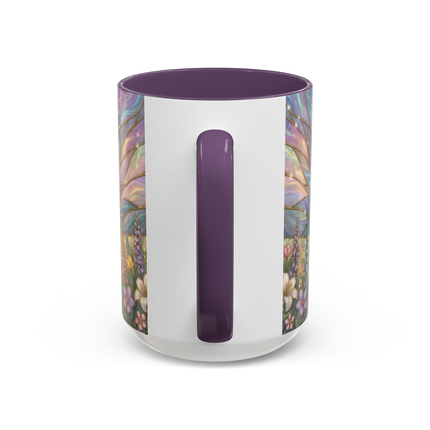 Stained Glass Cross Mug, Easter Lily Coffee Cup, Christian Religious Gift, Pastel Floral Faith Mug, Spring Believer Cup, Baptism Present