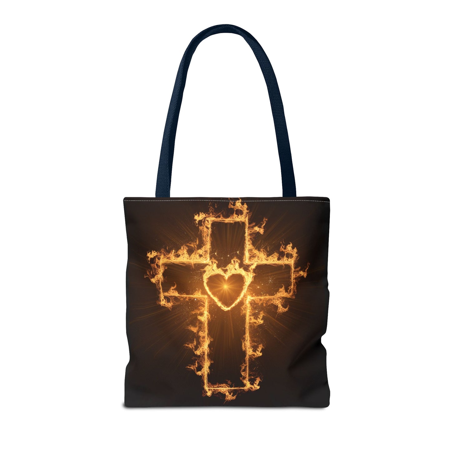 Stylish Flame Cross Tote Bag - Faith-Inspired Fashion