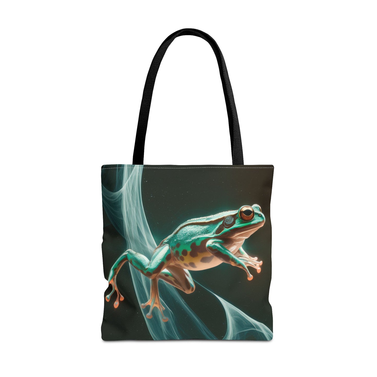 Frog in Motion Tote Bag, Nature-Inspired Green Frog Design Eco-Friendly Shoulder Bag, Artistic Reusable Tote For Everyday Use And Gifts
