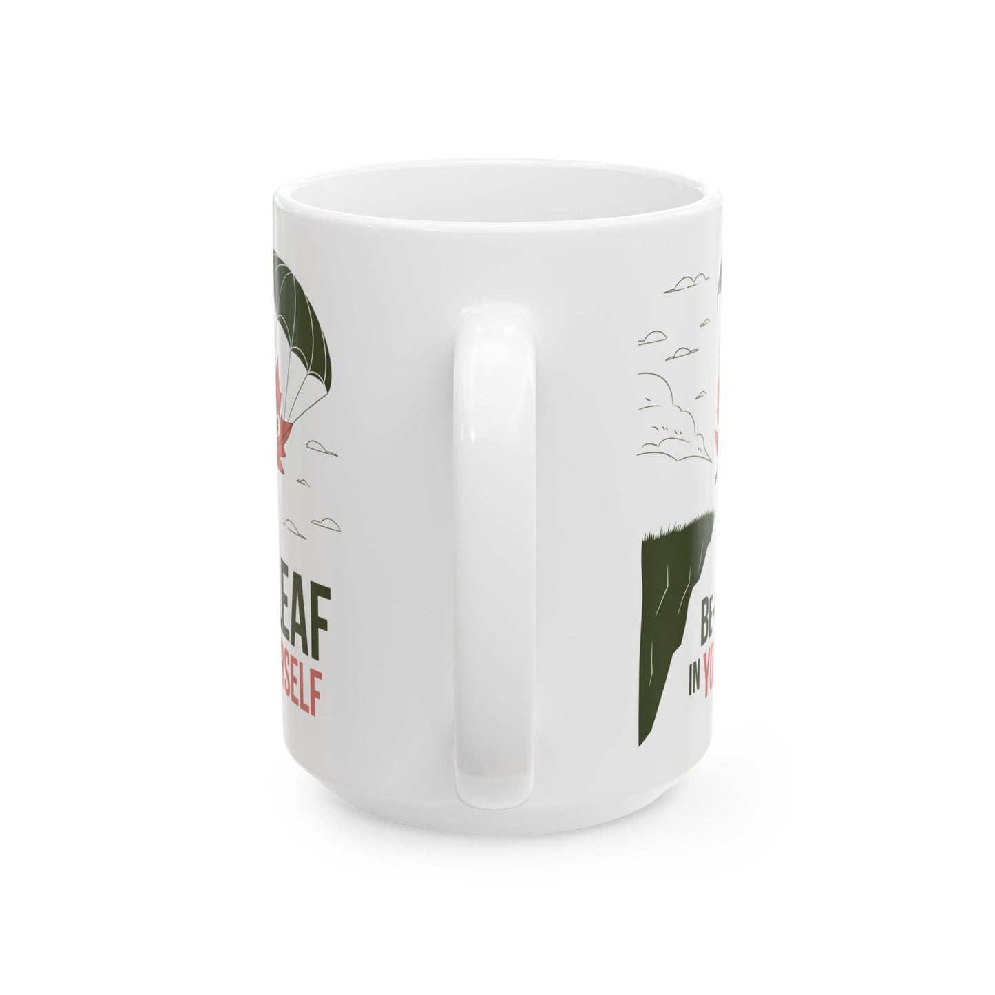 Be-Leaf In Yourself Mug – Motivational Leaf Parachute Design on Ceramic Coffee Cup, Positive Affirmation Gift for Fall Lovers & Nature Enthusiasts