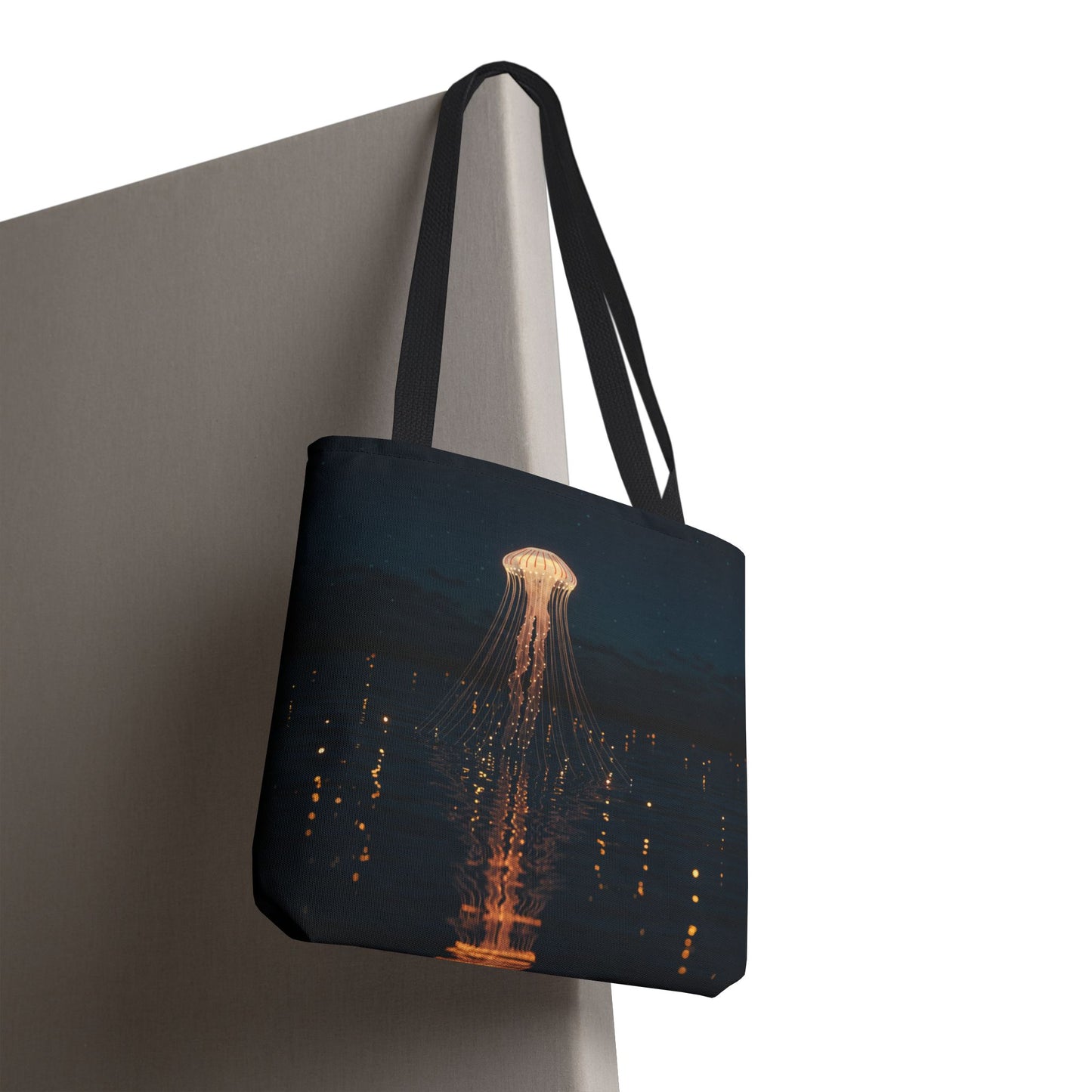 Luminous Jellyfish Tote Bag, Glow-Inspired Ocean Design Shoulder Bag, Durable Polyester Tote For Everyday Style, Gifts, And Coastal Fashion