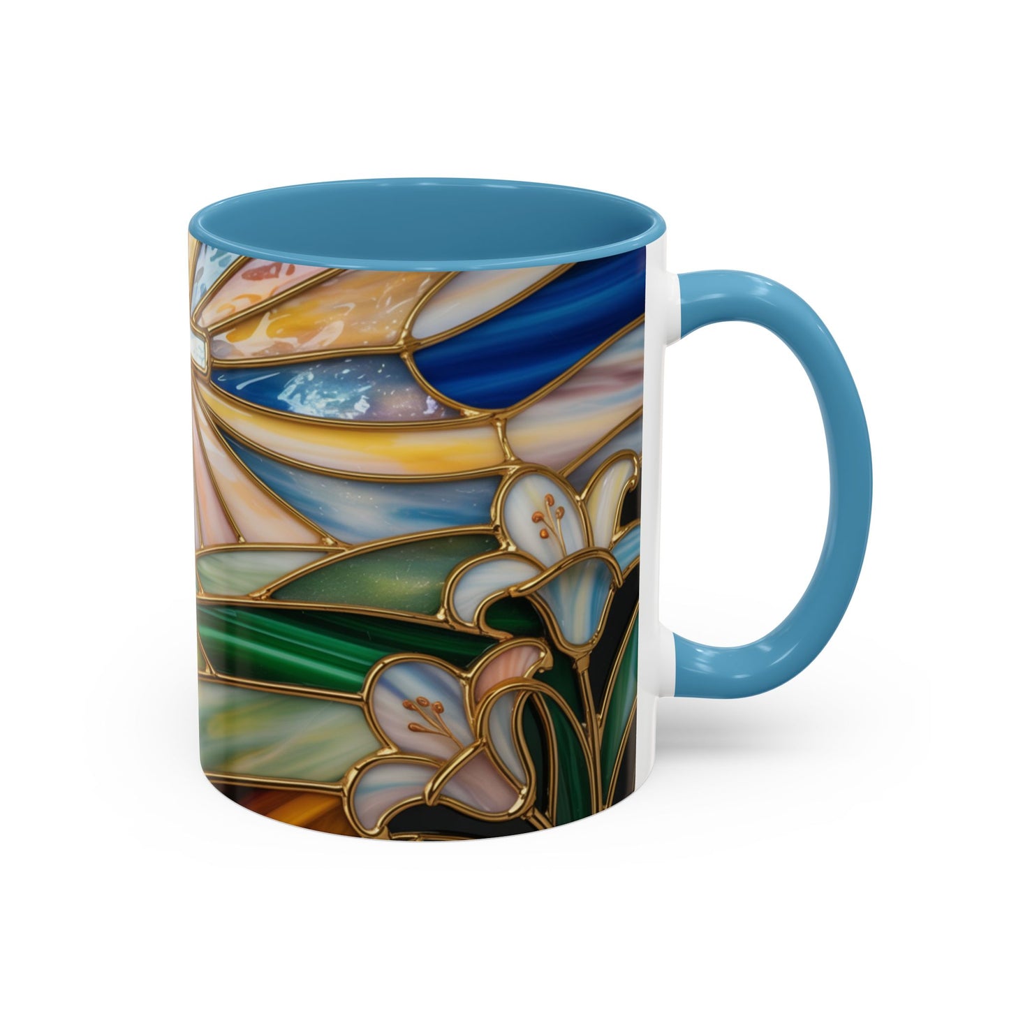 Stained Glass Cross Christian Mug • Inspirational Religious Coffee Cup • Colorful Faith Gift • Bible Verse Style Art • 11oz & 15oz