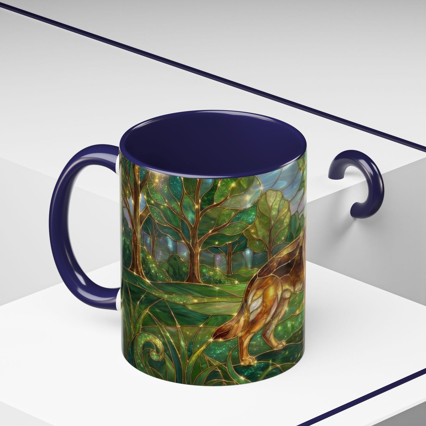 German Shepherd Mug, Stained Glass Dog Coffee Mug, German Shepherd Art Cup, Dog Lover Gift, Pet Memorial Mug, Colorful Dog Mug