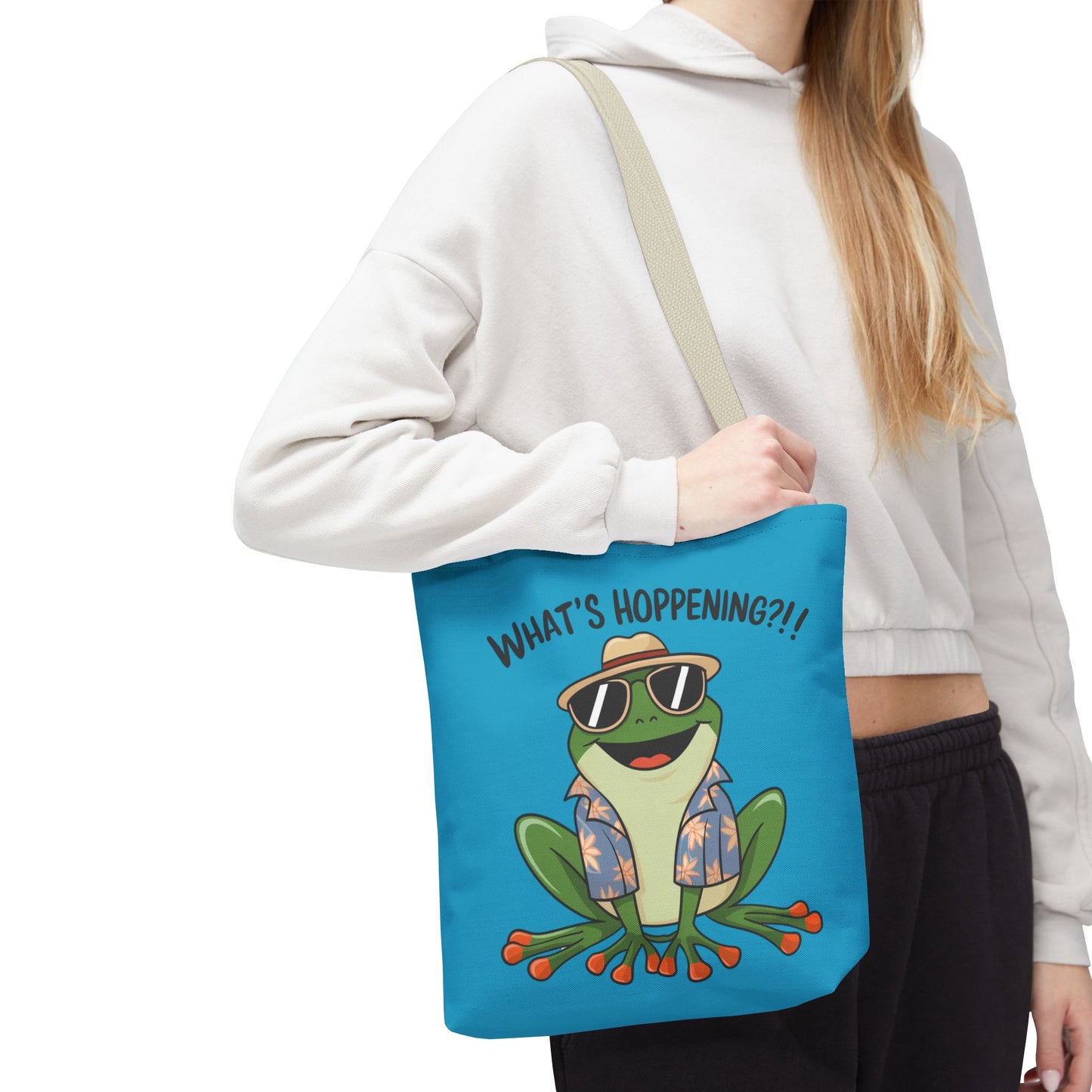 Frog Tote Bag - What's Hoppening Pun Design