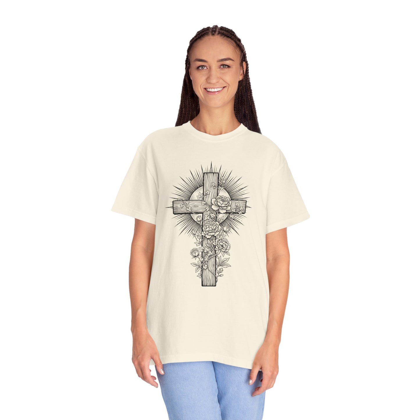 Christian Floral Cross Shirt, Boho Faith T-Shirt, Religious Botanical Tee, Wildflower Jesus Shirt, Easter Apparel, Christian Gifts