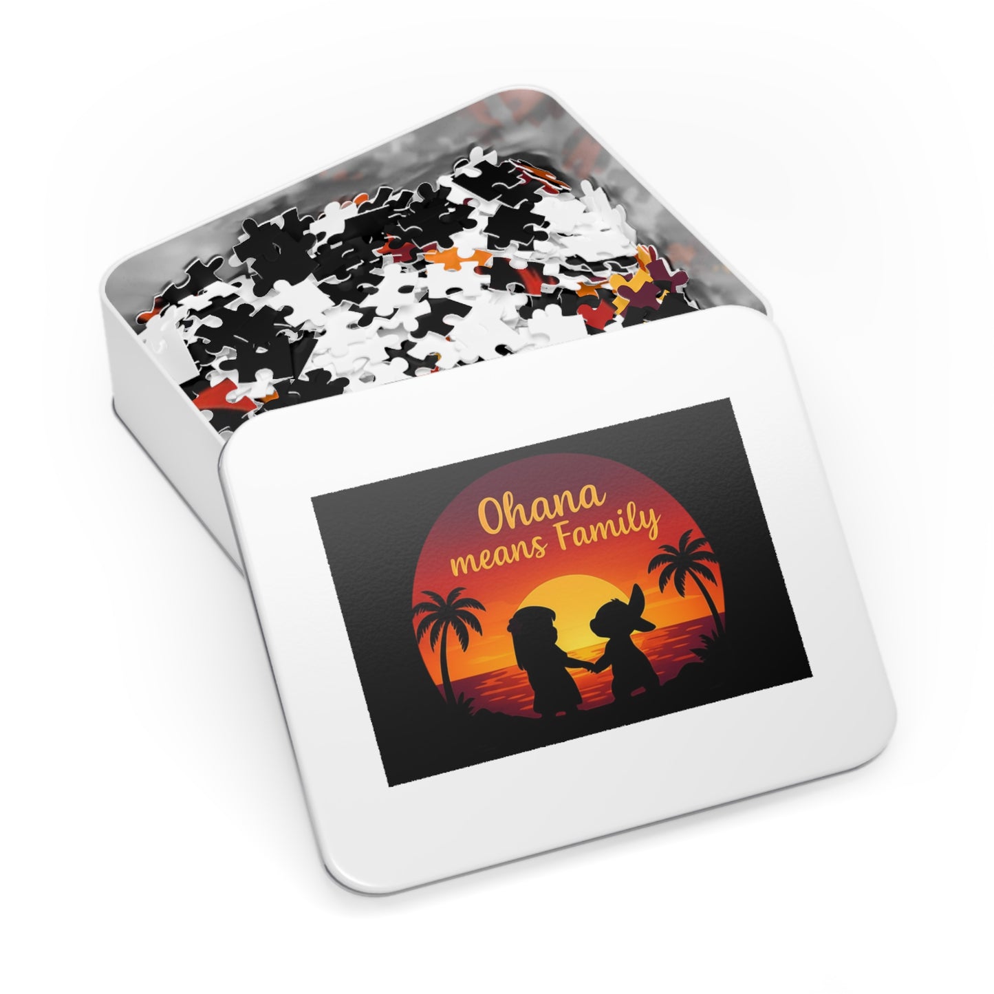 Ohana Means Family Jigsaw Puzzle - Sunset Silhouette, Hawaiian Gift, Family Puzzle, Family Quote Puzzle