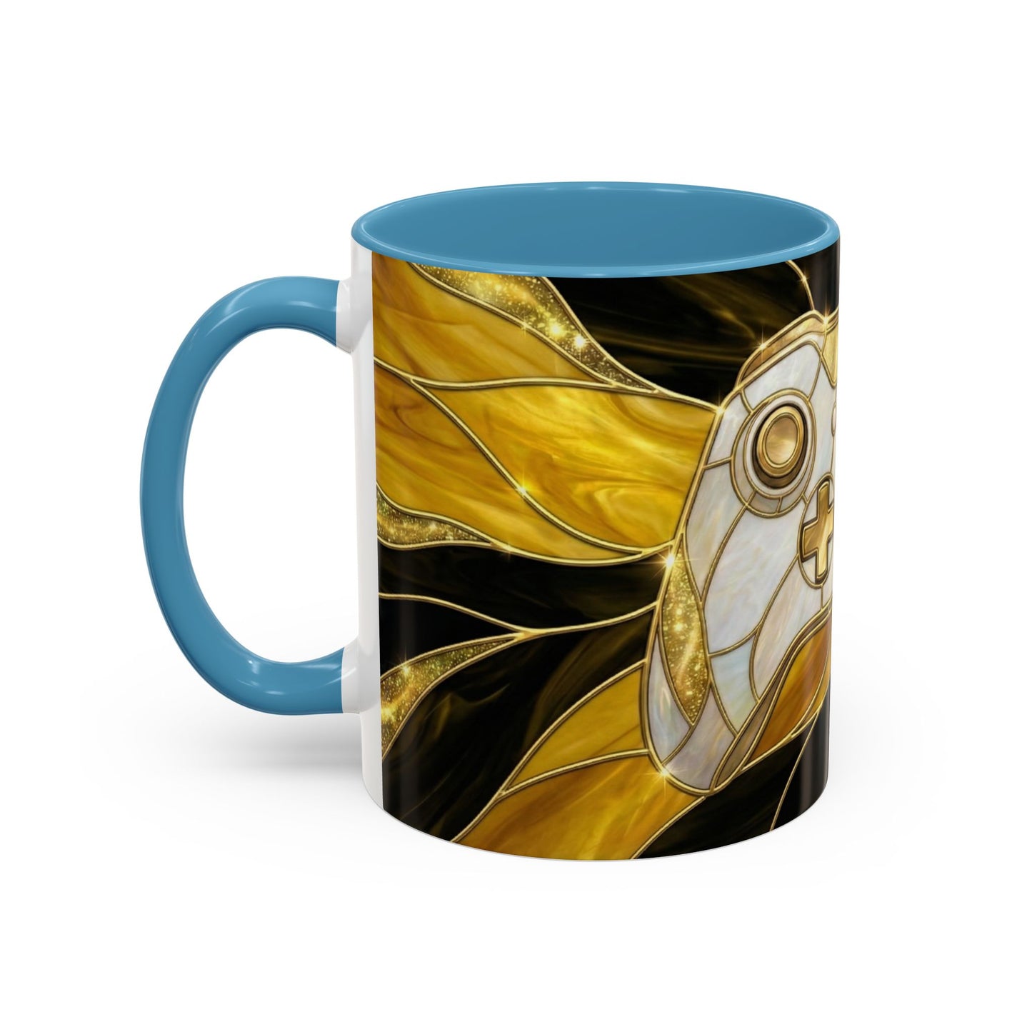 Stained Glass Gamer Mug, Gold Controller Coffee Cup, Video Game Gifts for Him, Gamer Boyfriend Gift, Teen Boy Gaming Mug, Desk Decor