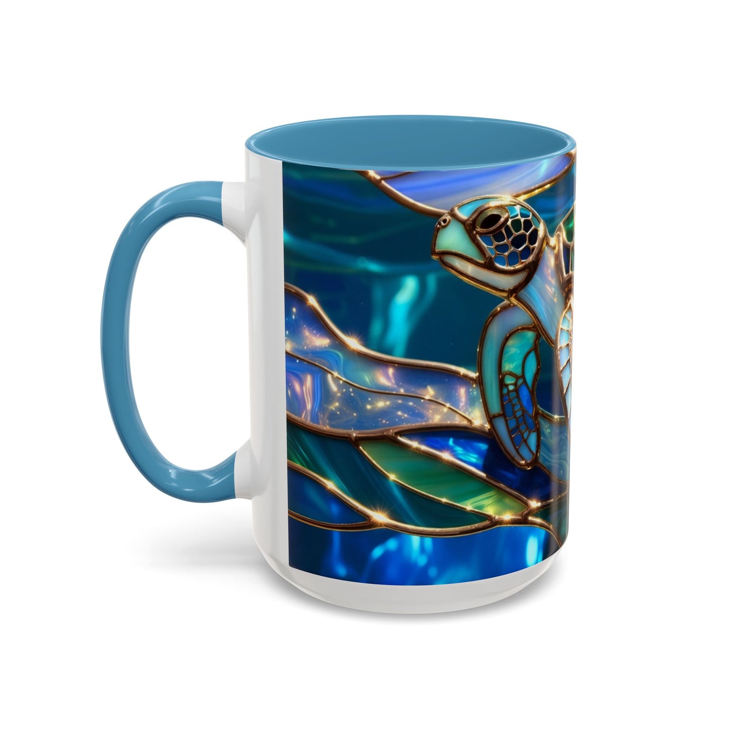 Stained Glass Sea Turtle Mug, Ocean Turtle Coffee Cup, Coastal Beach Mug Gift, Marine Life Art Cup, Sea Lover Gift, Ocean Wildlife Mug