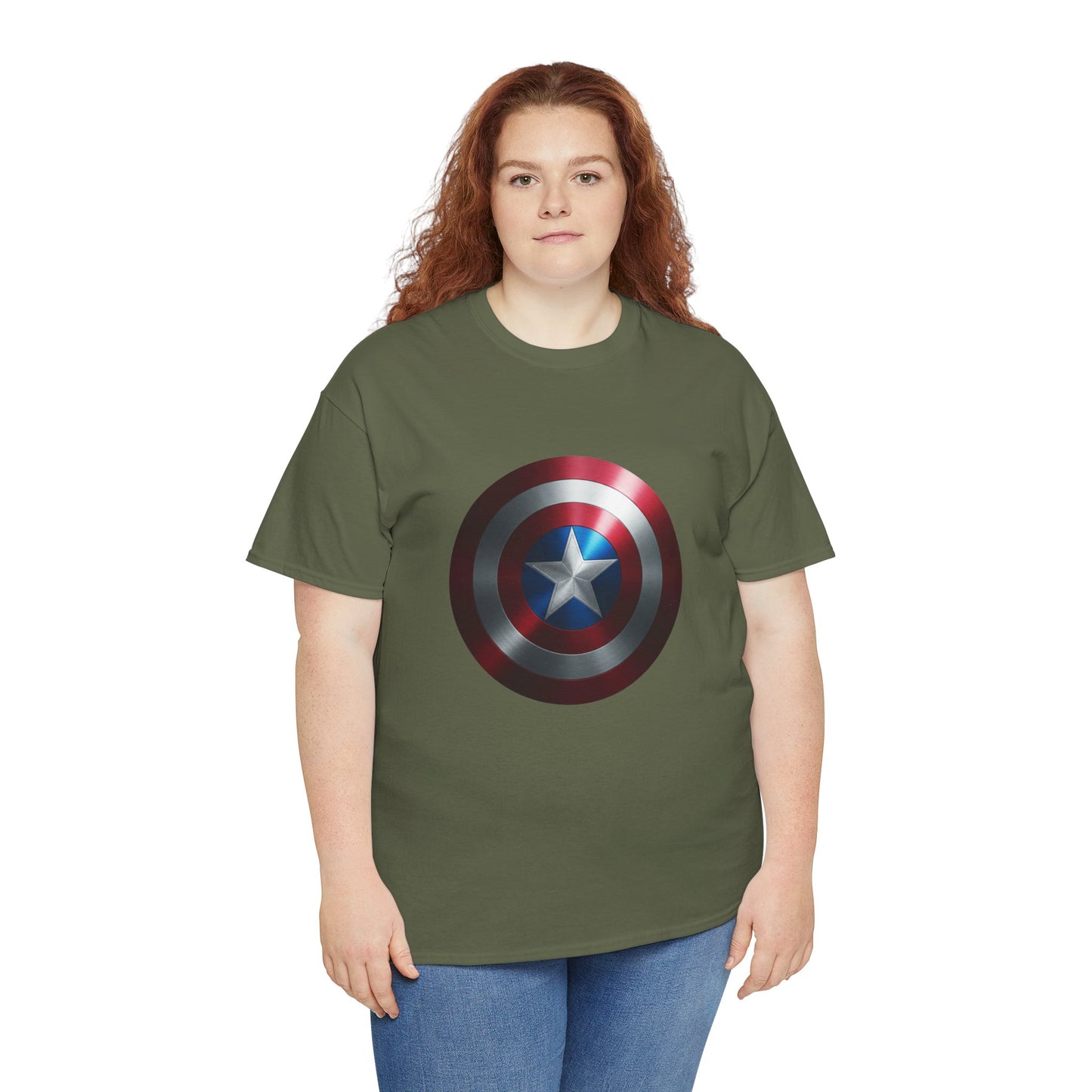 Patriotic Hero Shield Shirt – Star Emblem Graphic Tee – Super Soldier Gift – Comic Inspired Unisex Shirt – Cosplay Convention Top