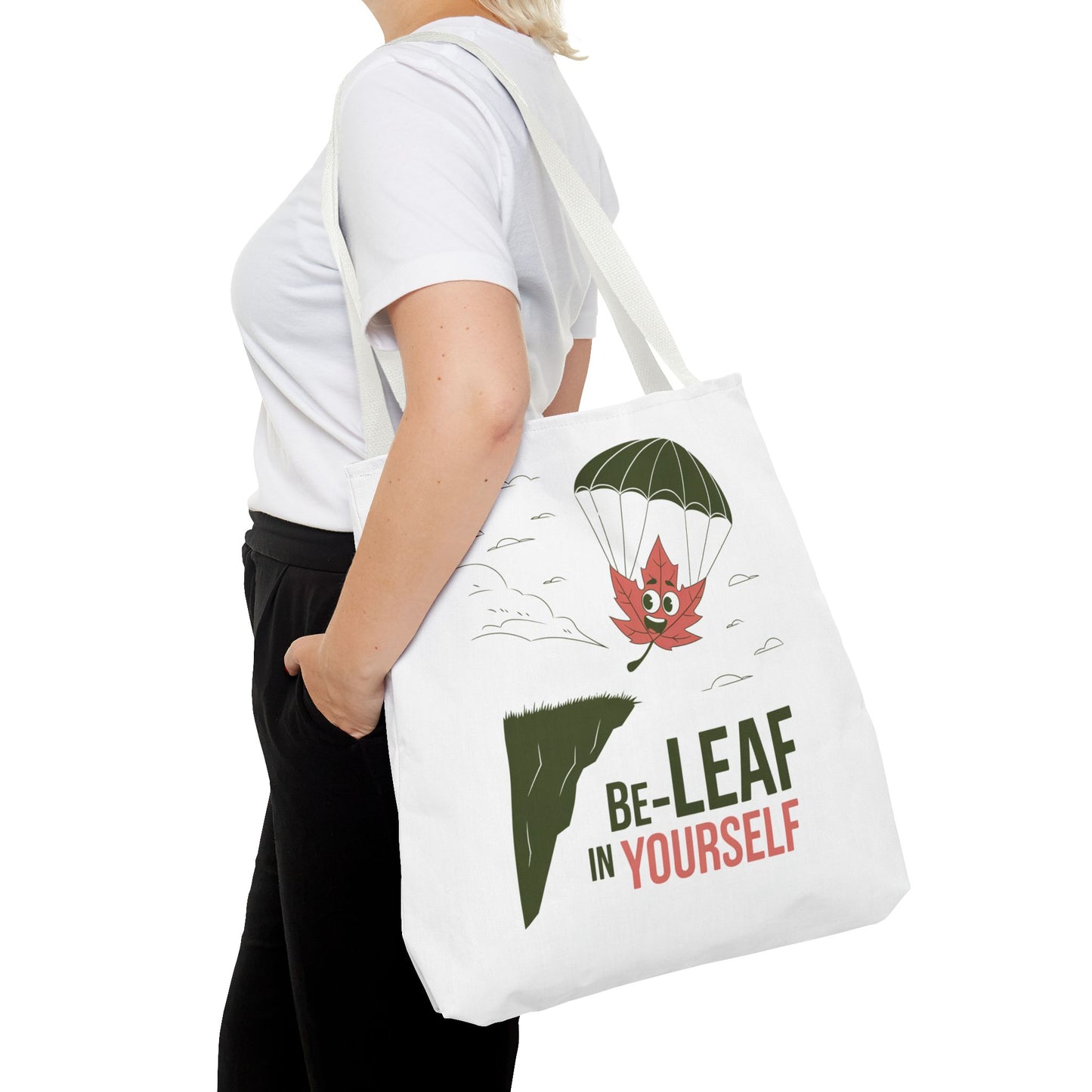 Tote Bag - Be-Leaf In Yourself Pun Design