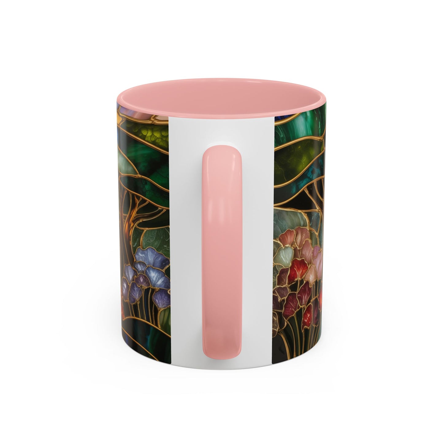 Stained Glass Woodland Forest Mug, Tree & Flowers Coffee Cup, Nature Lover Gift, Artistic Woodland Art Mug, Rustic Home Decor Mug