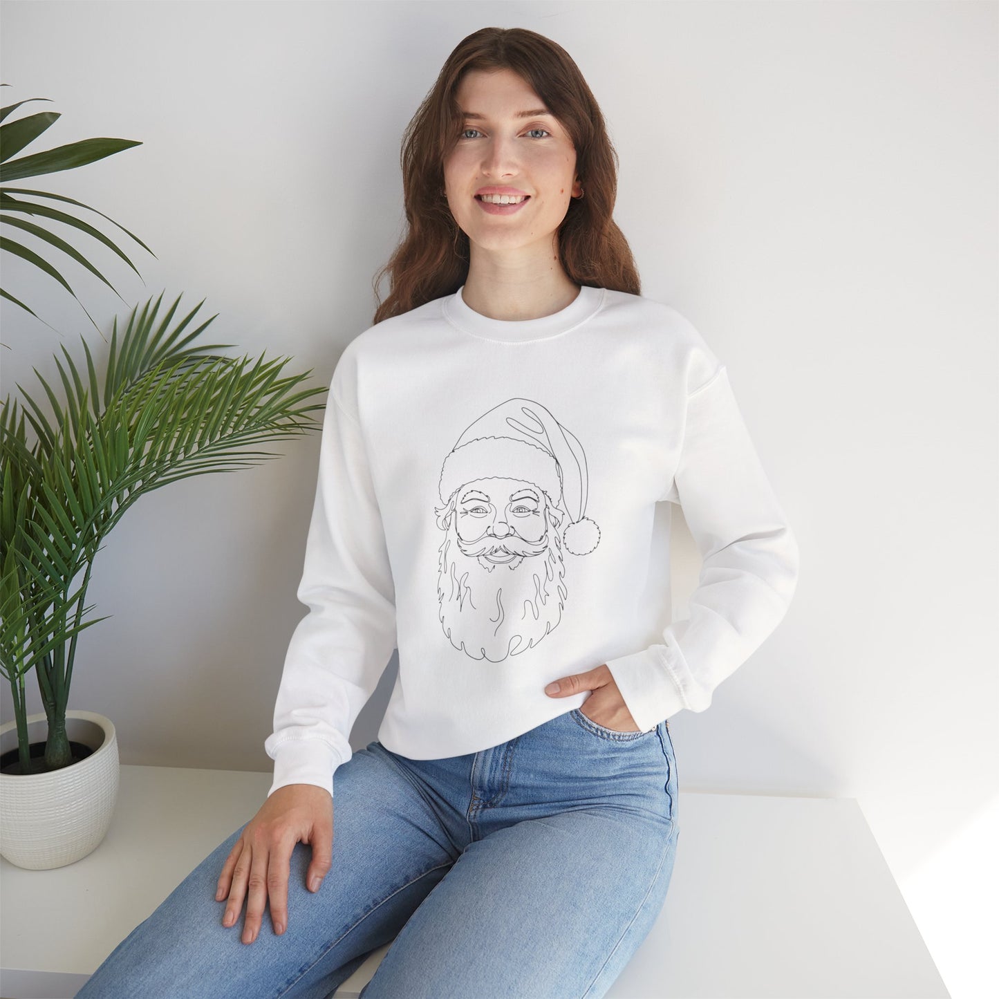 Minimalist Santa Sweatshirt | Modern Line Art Christmas Crewneck | Simple Holiday Sweater | Cozy Neutral Xmas Gift for Him or Her
