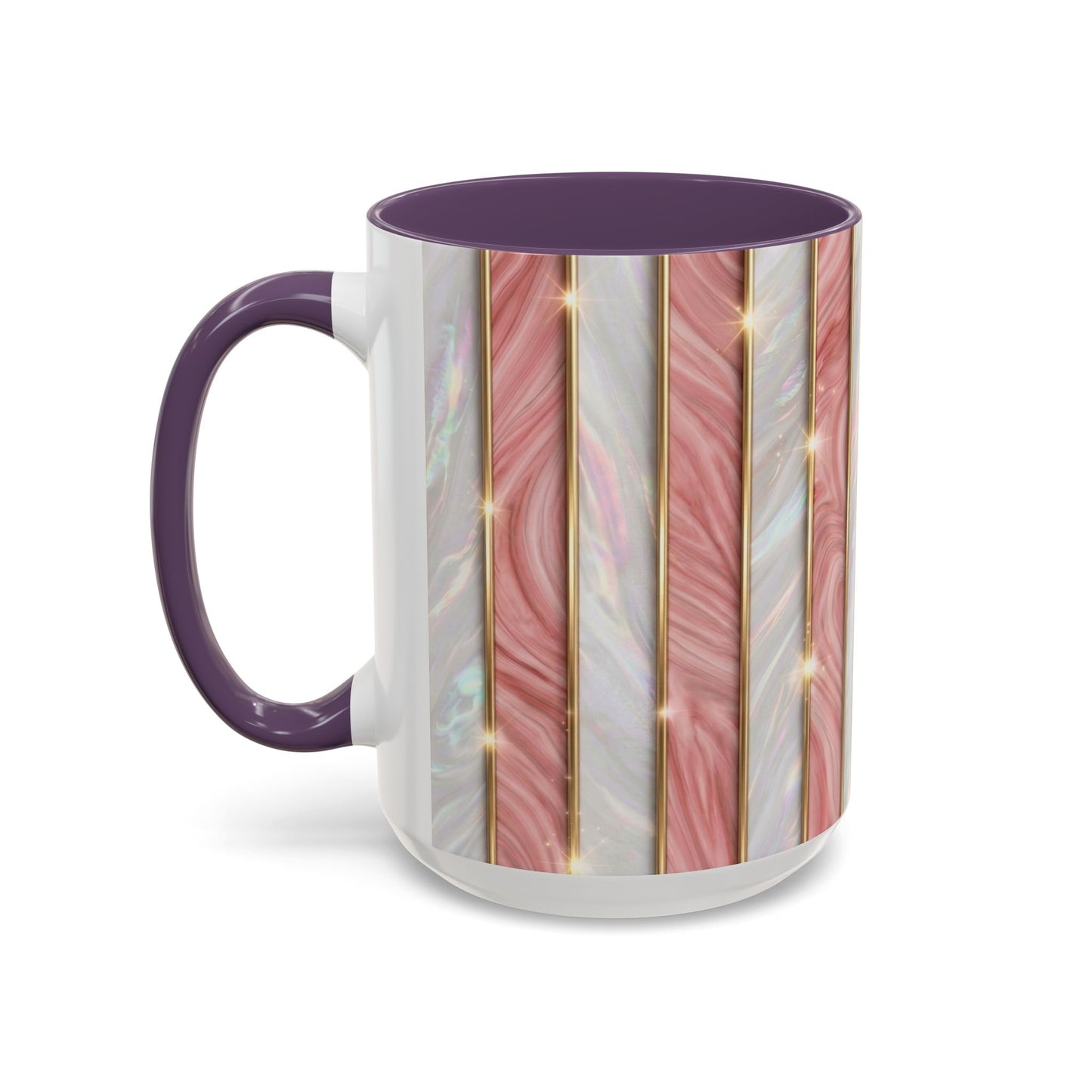 Pink Marble Coffee Mug, Gold Stripe Faux Agate Cup, Glam Desk Accessory, Elegant Tea Mug, Luxury Gift for Her, Chic Office Desk Decor