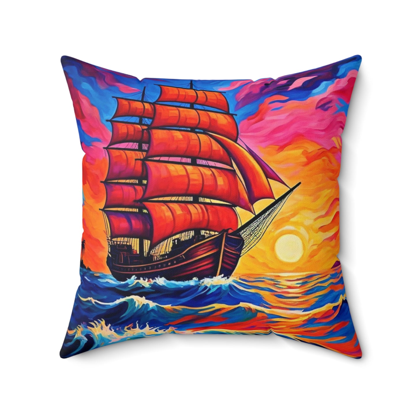 Sunset Sail Square Pillow