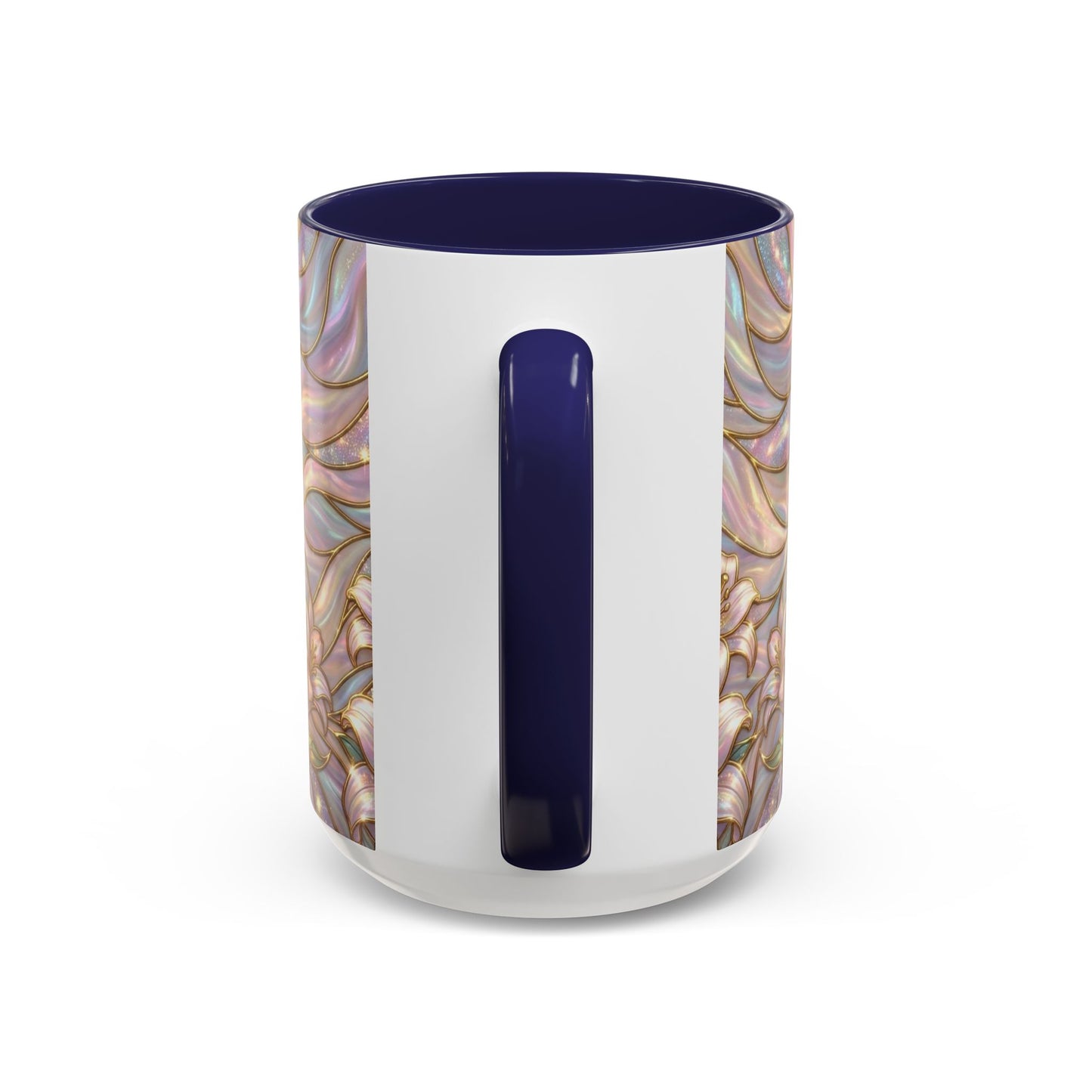 Stained Glass Cross Mug, Easter Lily Coffee Cup, Christian Gift for Women, Pastel Religious Drinkware, Dove and Faith Cup, Spiritual