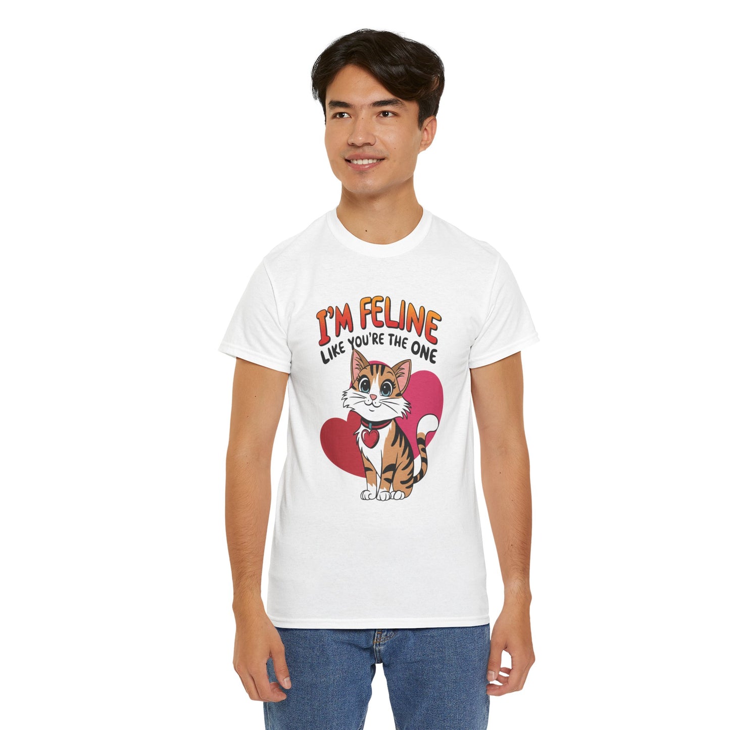 I’m Feline Like You’re The One Shirt, Cute Cat Valentine Tee, Funny Cat Love Graphic TShirt, Romantic Gift For Her Him, Cat Pun Shirt