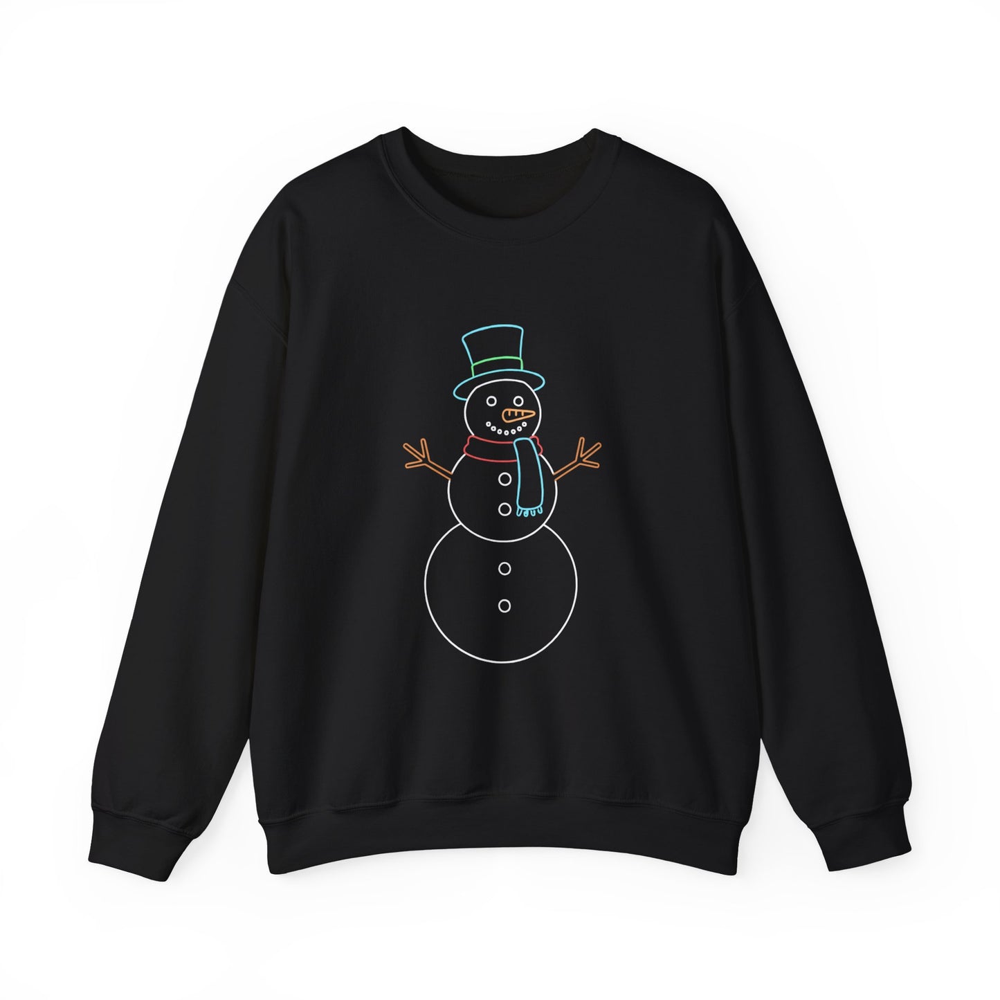 Snowman Sweatshirt, Black Snowman Crewneck, Holiday Winter Sweatshirt Unisex, Cute Snowman Gift for Her Him, Cozy Winter Fashion