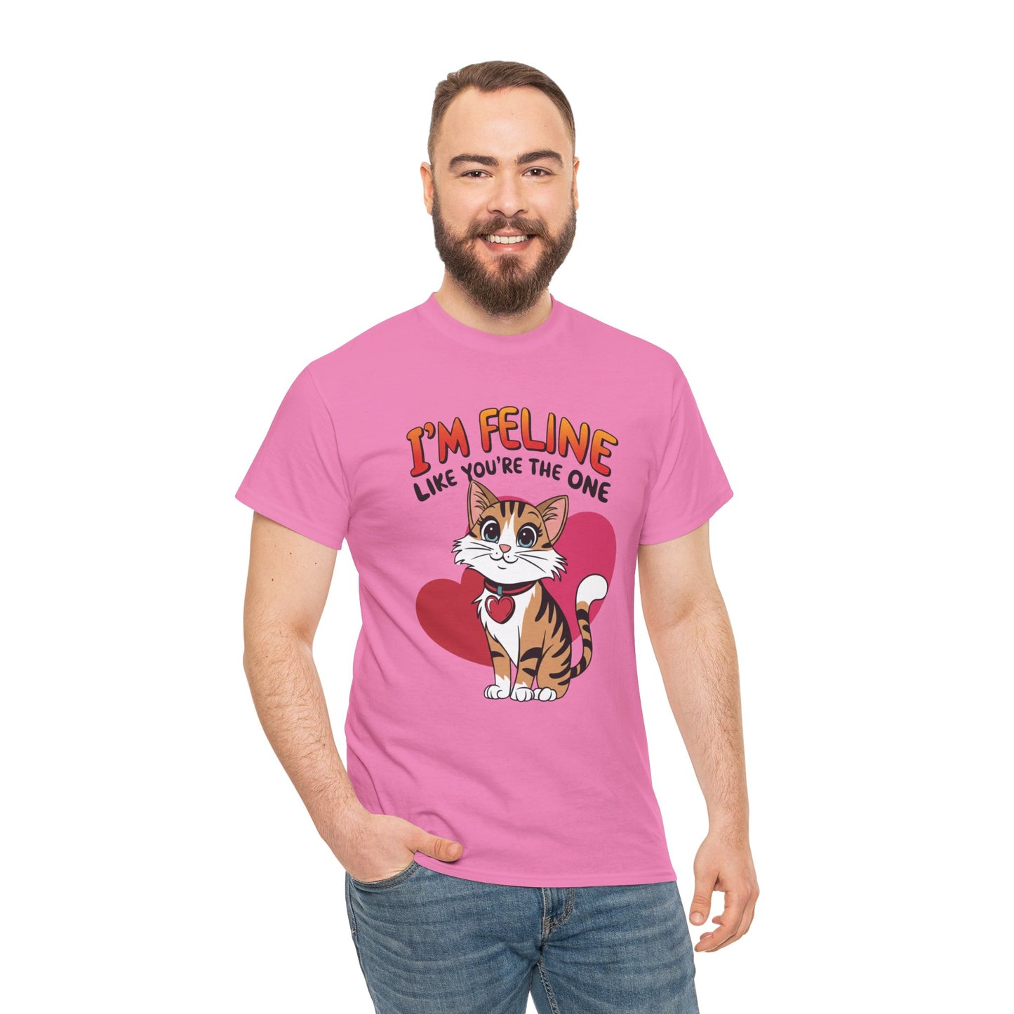 I’m Feline Like You’re The One Shirt, Cute Cat Valentine Tee, Funny Cat Love Graphic TShirt, Romantic Gift For Her Him, Cat Pun Shirt