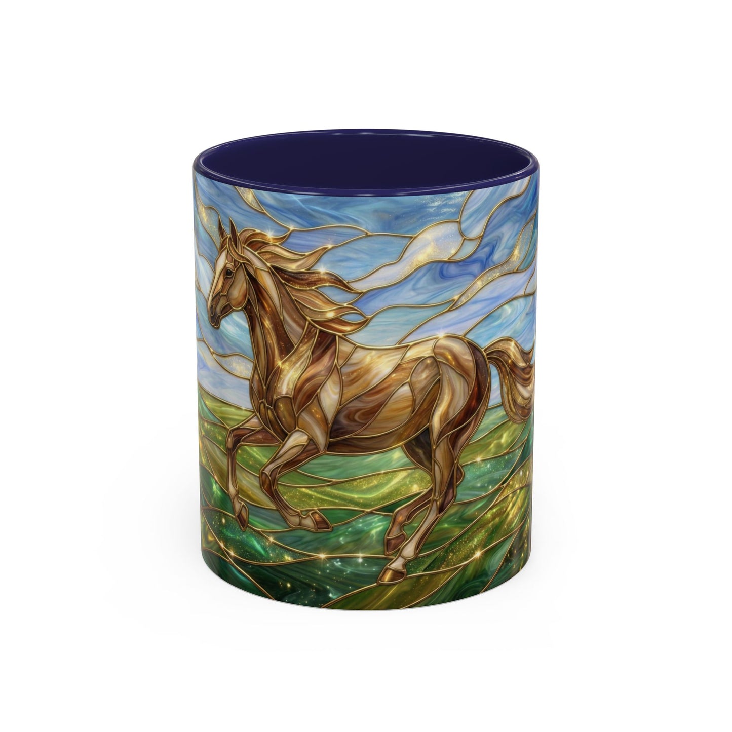 Stained Glass Horse Mug, Horse Coffee Mug, Running Horse Cup, Equestrian Gift Mug, Nature Art Mug, Horse Lover Gift