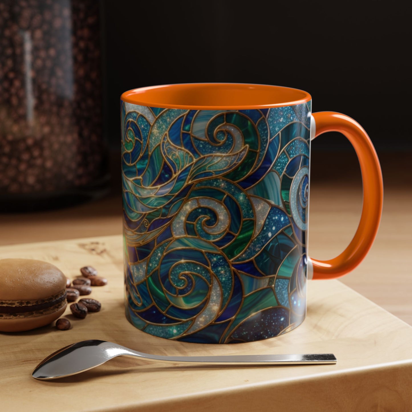 Stained Glass Whale Mug, Ocean Art Coffee Cup, Blue Sea Life Design, Nautical Gift For Ocean Lovers, Colorful Stained Glass Whale Cup