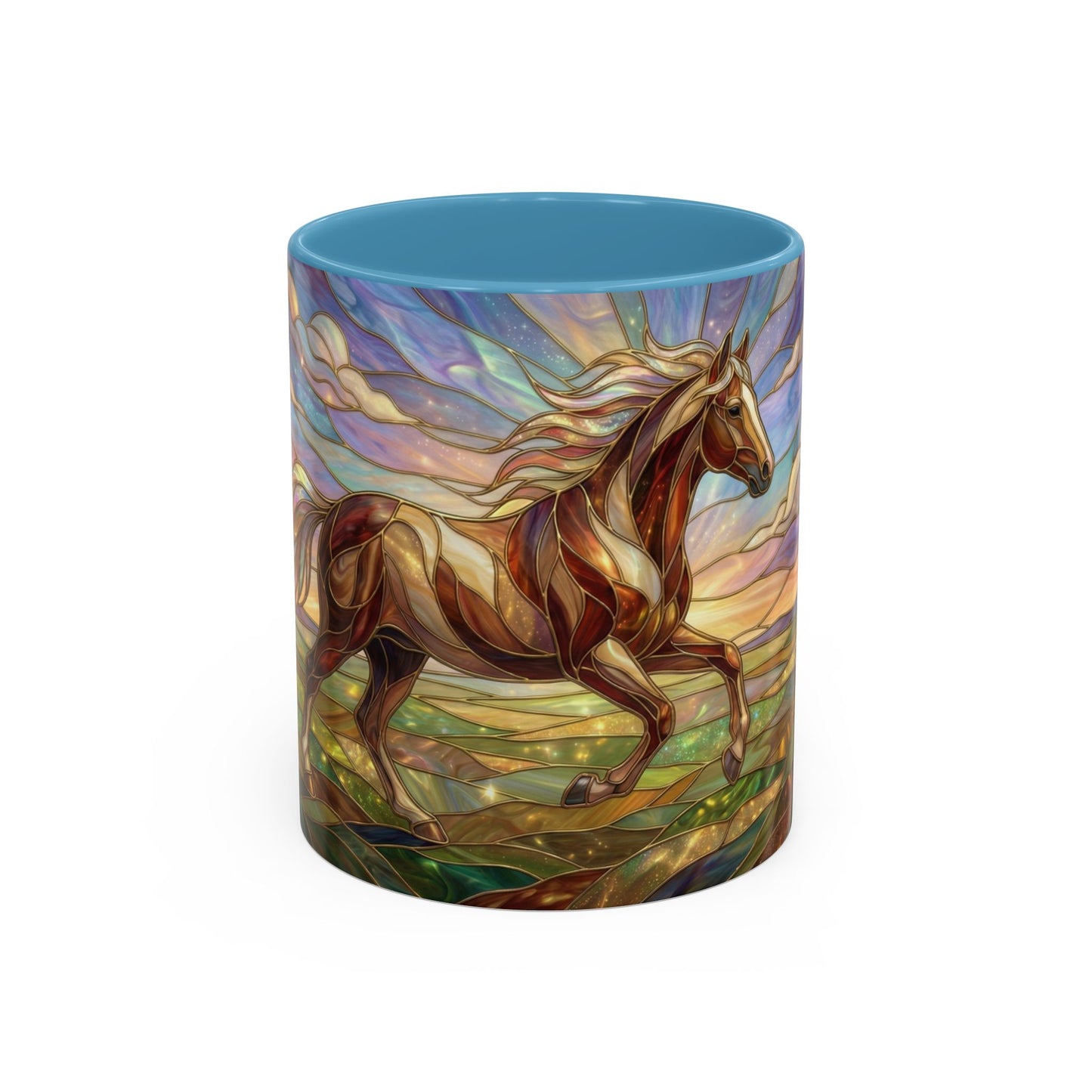 Stained Glass Horse Mug, Horse Coffee Mug, Running Horse Art Cup, Equestrian Gift Mug, Nature Art Mug, Horse Lover Gift