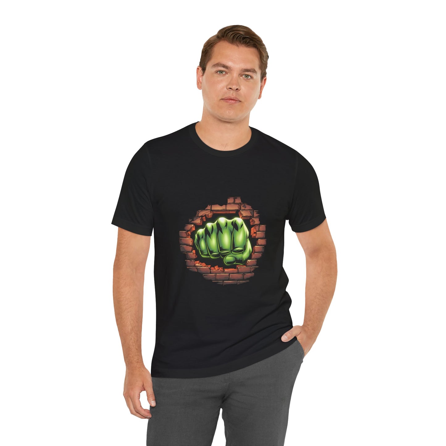 Green Hero Fist Graphic Tee – Superhero Shirt, Comic Pop Art, Gamer Gift, Y2K Dopamine Aesthetic, Funny Nerd Fashion, Unisex T‑shirt