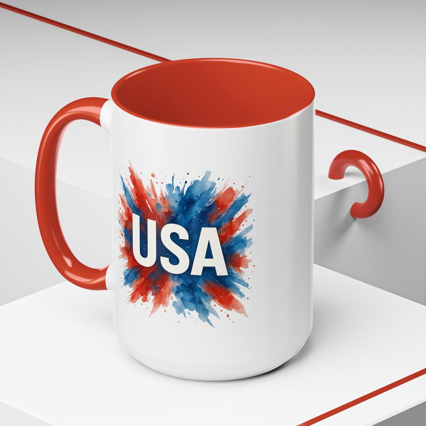 USA Patriotic Coffee Mug | 4th of July Gift | Red White Blue Mug | American Pride Cup | Independence Day Drinkware | USA Mug