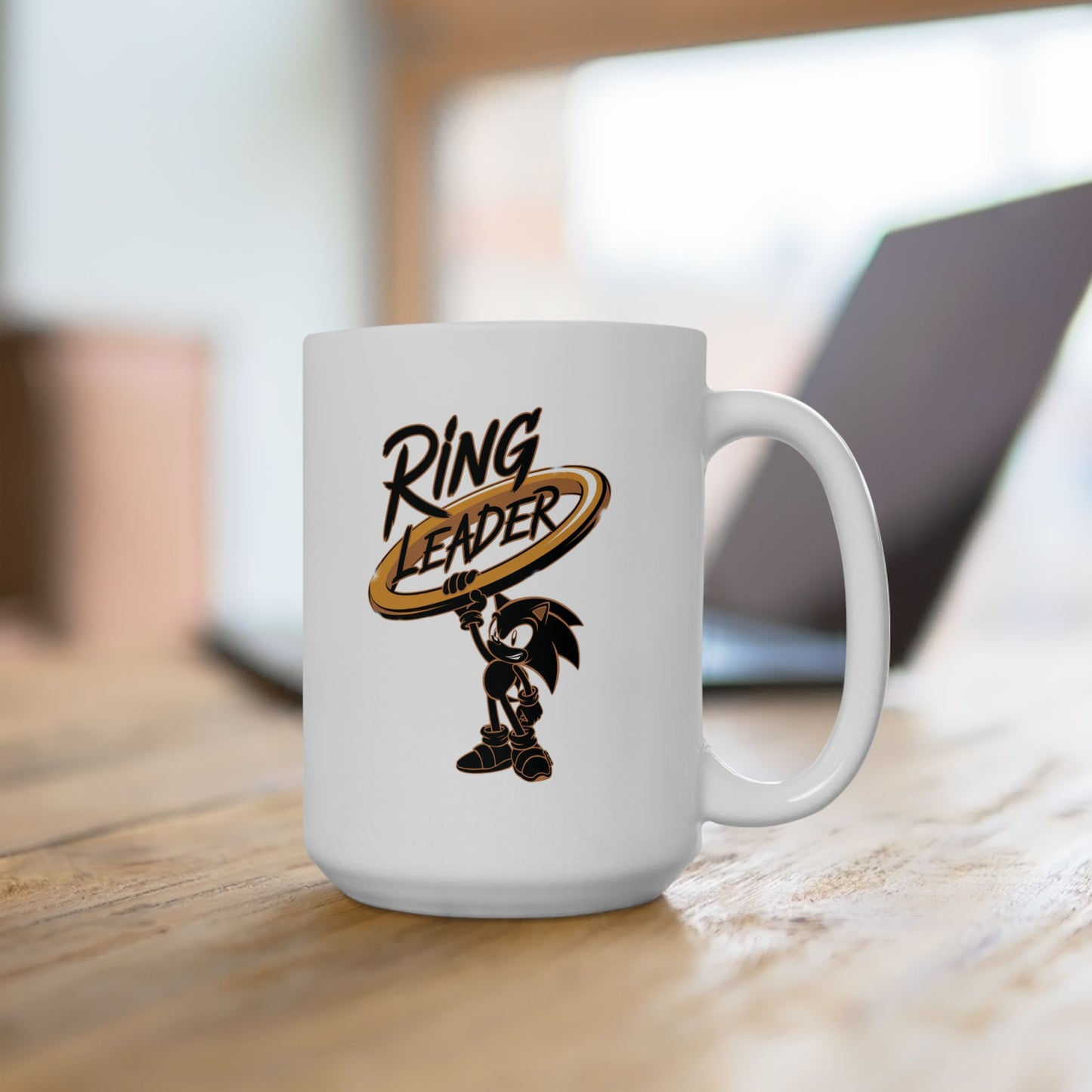 Ring Leader Mug – Funny Coffee Cup with Retro Gamer Vibes, Bold Gold Ring Design, Dishwasher Safe Ceramic, Gift for Gamers & Coffee Lovers