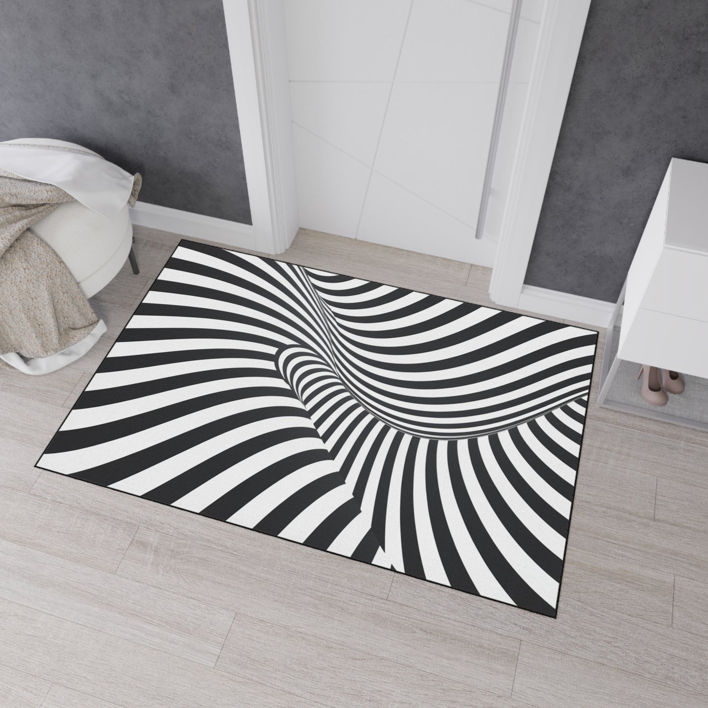 Floor Mat, Black and White Striped Rug, Non-Slip Kitchen Mat, Cute Welcome Mat, Home Decor Accent