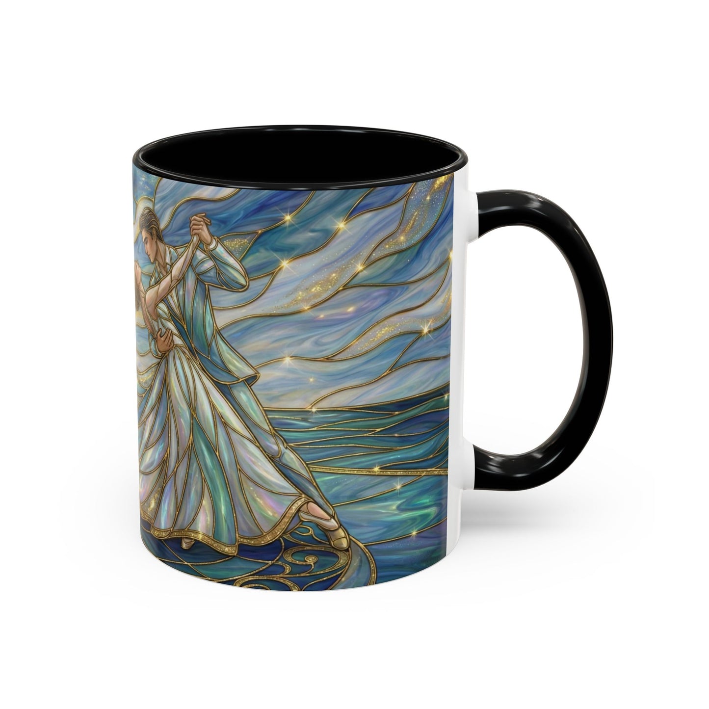 Stained Glass Mug, Dancing Couple Coffee Cup, Romantic Anniversary Gift, Ballroom Dancer Tea Cup, Wedding Present For Couple, Art Mug