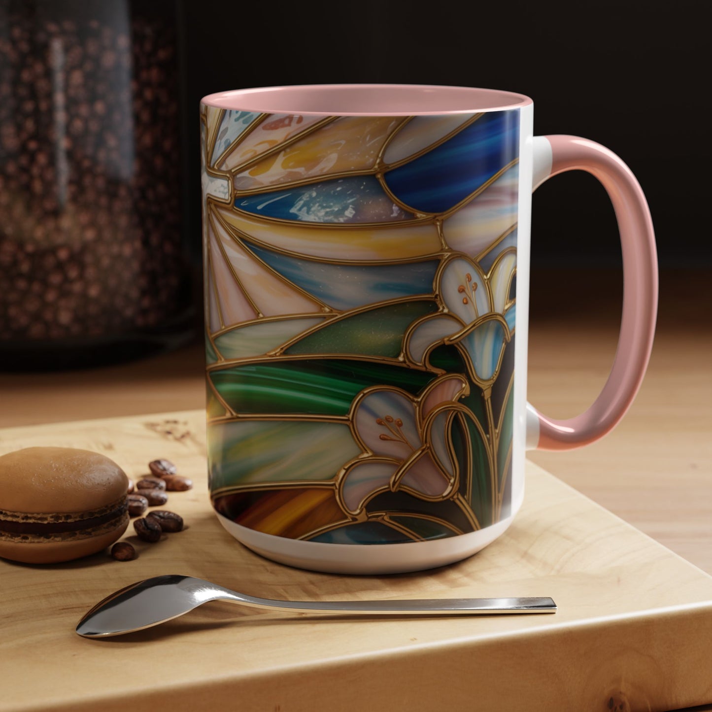 Stained Glass Cross Christian Mug • Inspirational Religious Coffee Cup • Colorful Faith Gift • Bible Verse Style Art • 11oz & 15oz