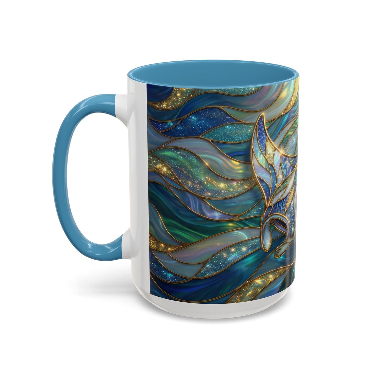 Stained Glass Manta Ray Mug, Ocean Coffee Cup, Manta Ray Art Mug, Nautical Gift, Coastal Decor Mug, Marine Life Coffee Cup